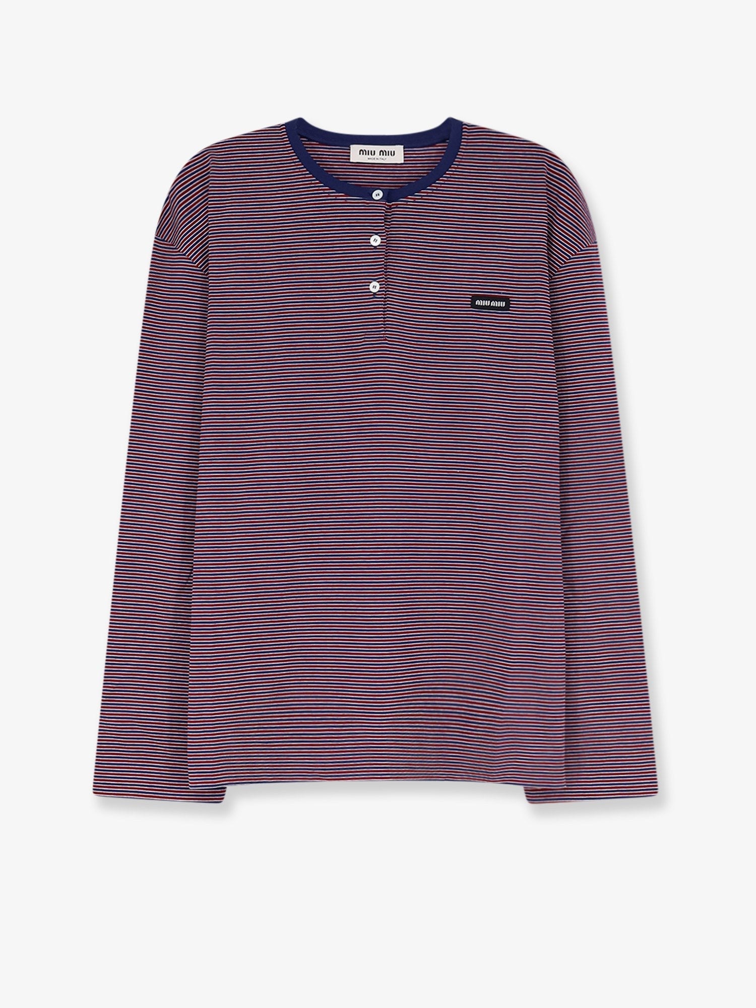 Miu Miu - Cotton T-shirt with striped pattern