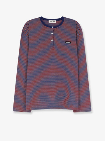 Miu Miu - Cotton T-shirt with striped pattern