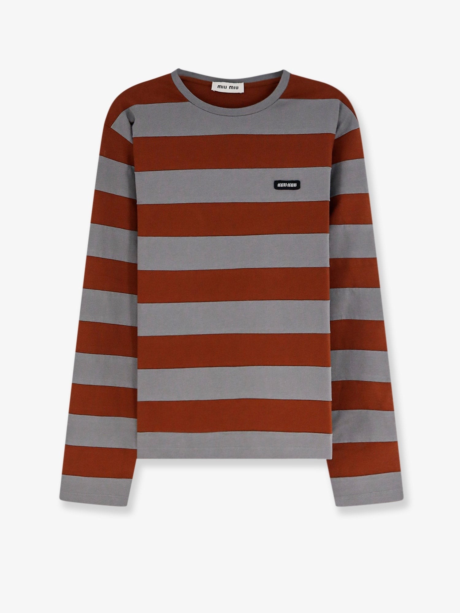 Miu Miu Miu Miu - Cotton T-shirt with striped pattern