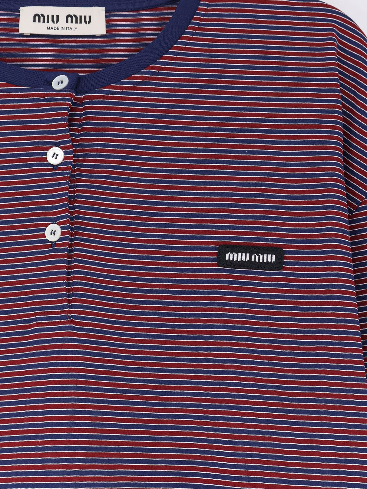 Miu Miu - Cotton T-shirt with striped pattern