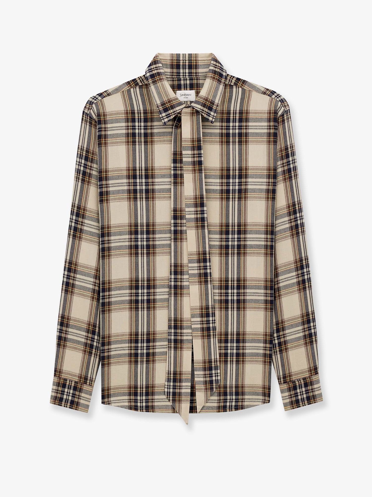 Cotton tartan lavallière shirt