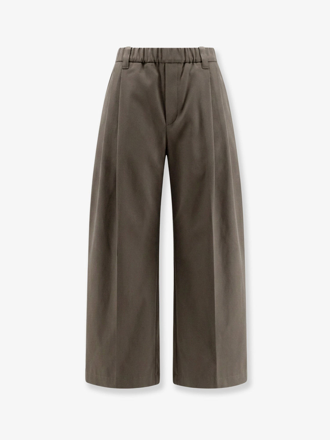 Brunello Cucinelli - Cotton trousers with elastic and Monili detail ORIGANO