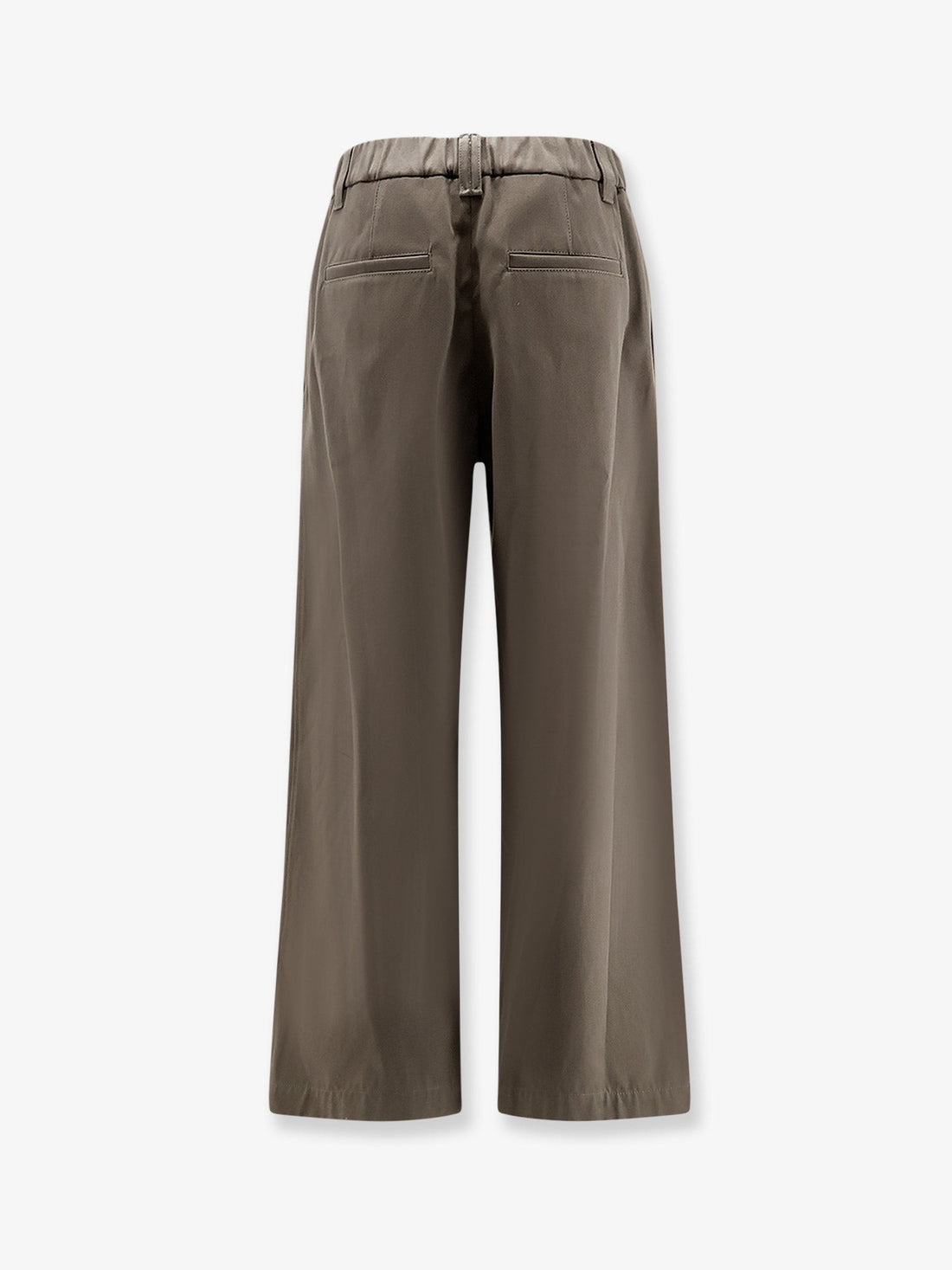 Brunello Cucinelli - Cotton trousers with elastic and Monili detail ORIGANO