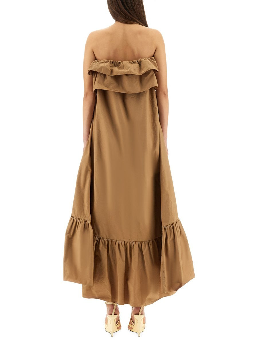 COTTON TWILL RUFFLE DRESS