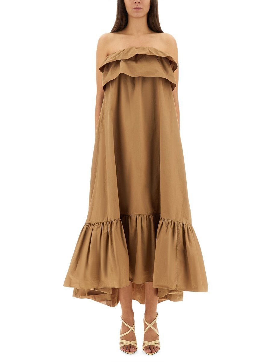 COTTON TWILL RUFFLE DRESS