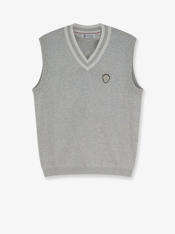 Brunello Cucinelli Brunello Cucinelli - Cotton vest with front logo patch