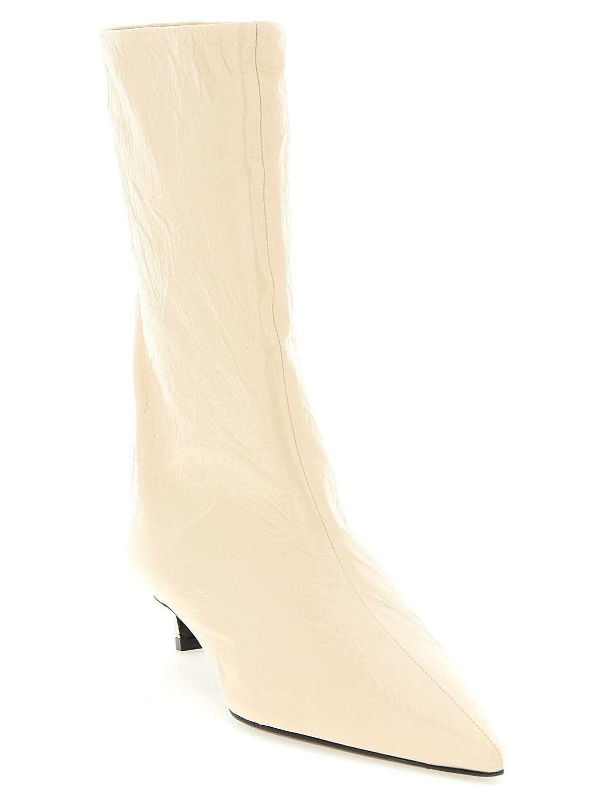 JIL SANDER - Craquelé leather ankle boots