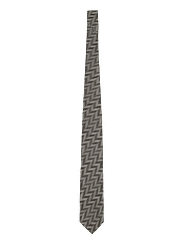 TOM FORD - 8 cm Silk Jacquard Tie - Black & White cravatta-in-jacquard-di-seta-8-cm-1694931b-ea90-4032-b1cc-80d3ea898836tom-ford-8cm-silk-jacquard-tie-black-white-herringbone-front-jpg