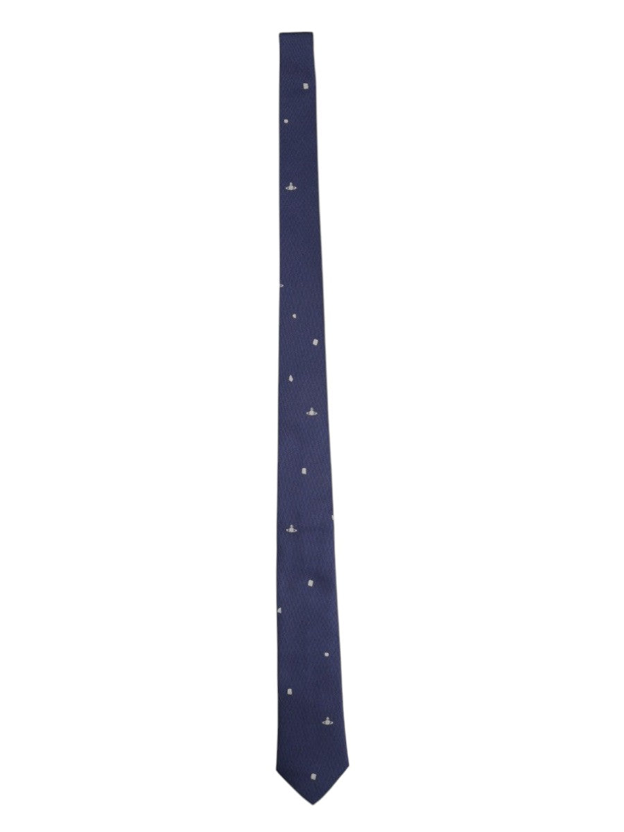 Vivienne Westwood VIVIENNE WESTWOOD CRAVATTA IN SETA CON STAMPA ORB
