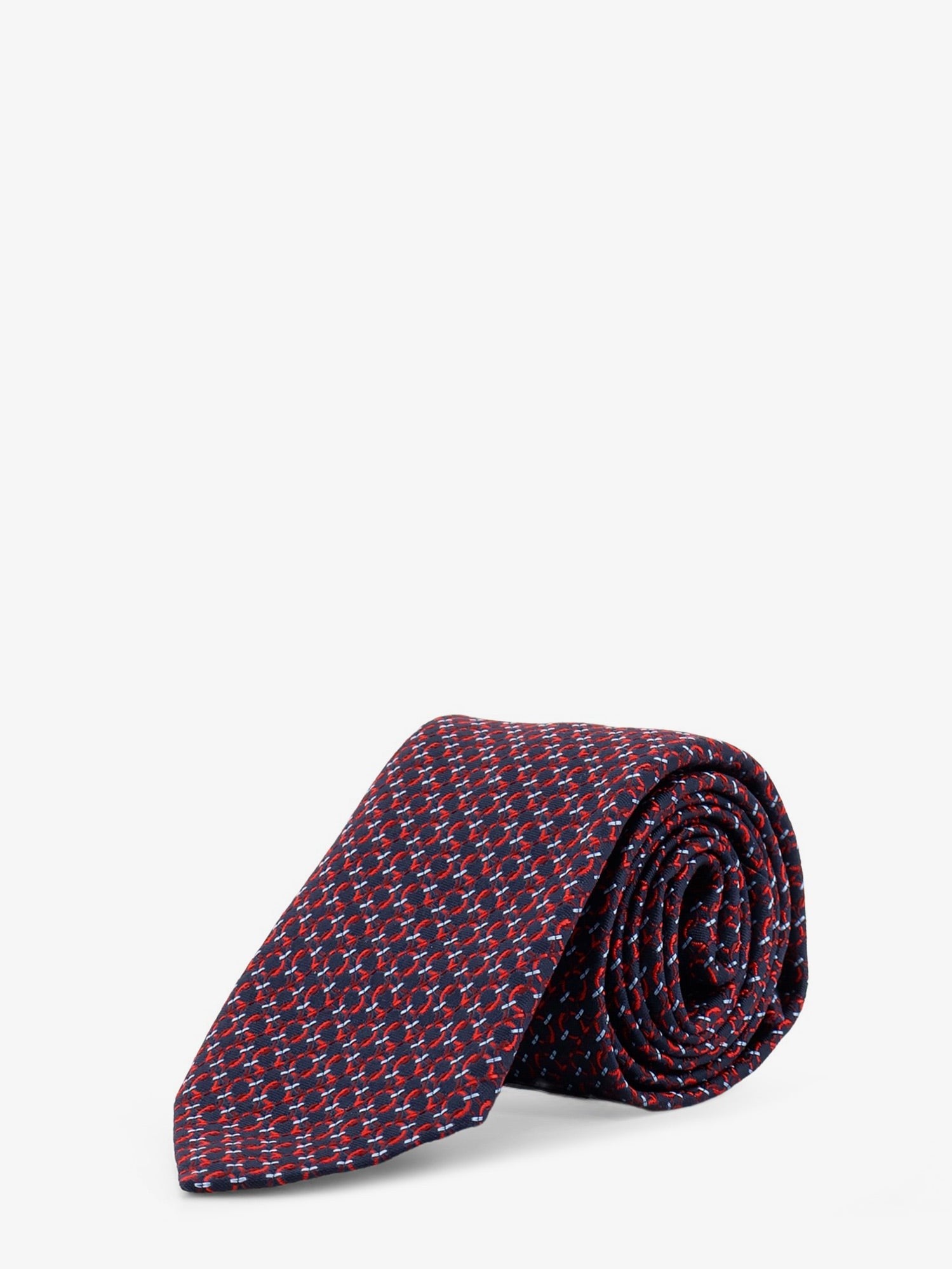 Ferragamo - Crema silk tie with Intreccio print