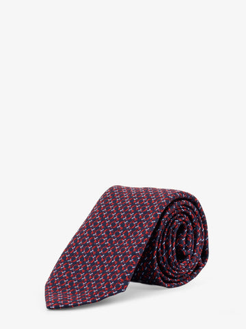 Ferragamo - Crema silk tie with Intreccio print