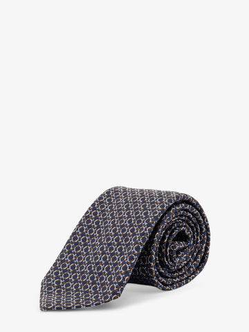 Ferragamo - Crema silk tie with Intreccio print