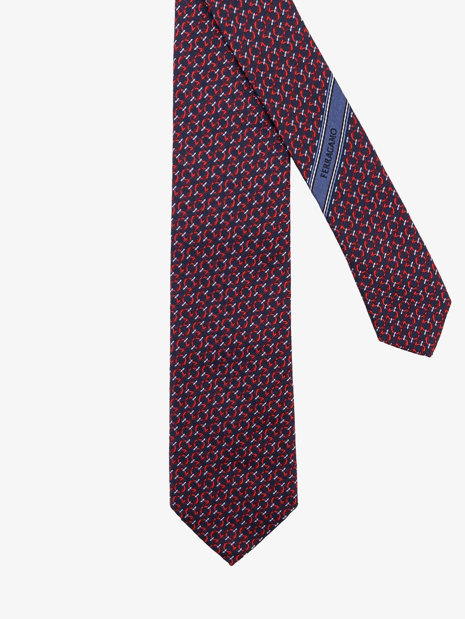 Ferragamo - Crema silk tie with Intreccio print
