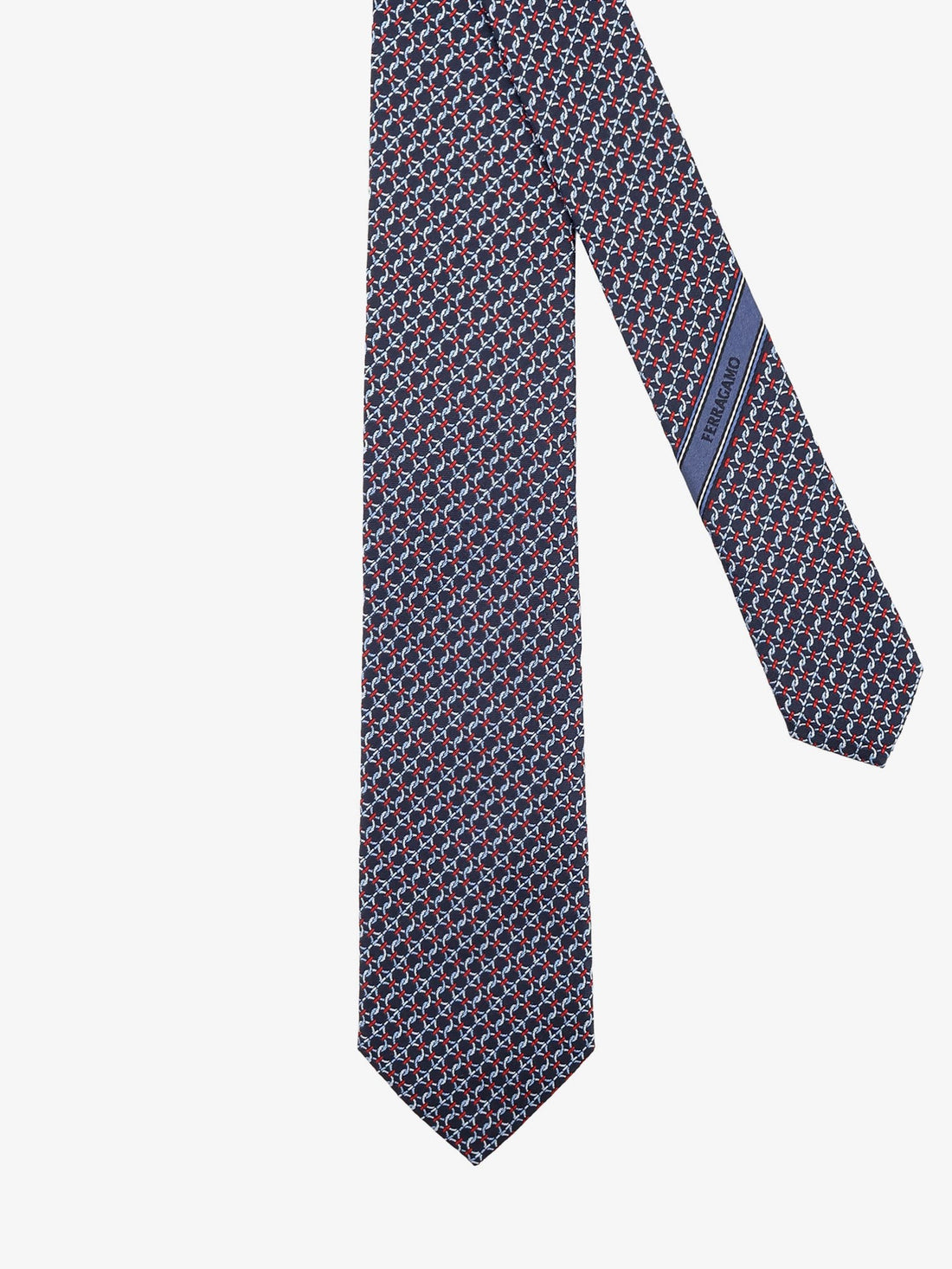 Ferragamo - Crema silk tie with Intreccio print crema-silk-tie-with-intreccio-print