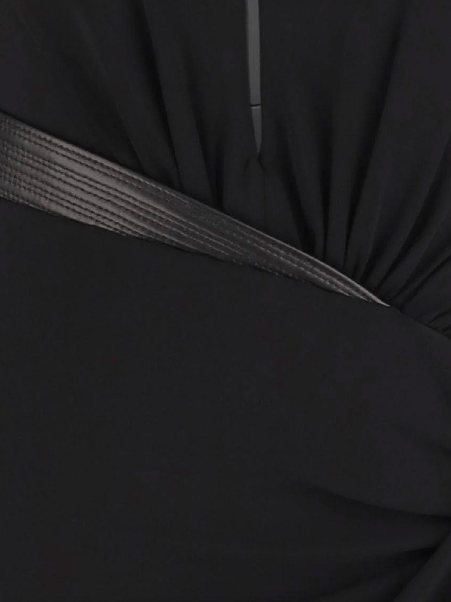 Crepe mini dress with V-neckline