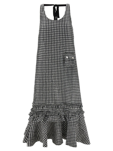 GANNI - 'Crinkled Check Long' dress
