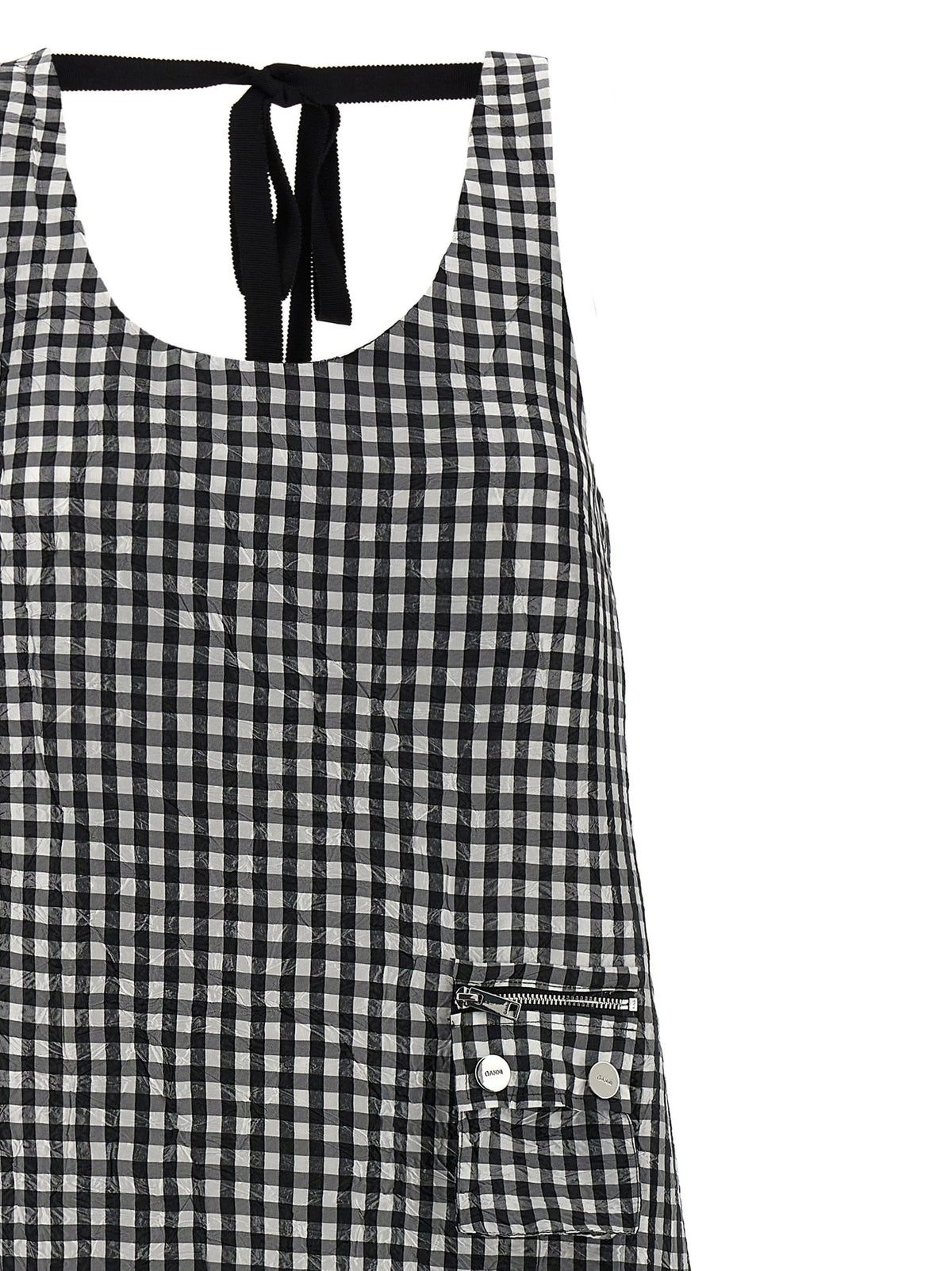 GANNI - 'Crinkled Check Long' dress