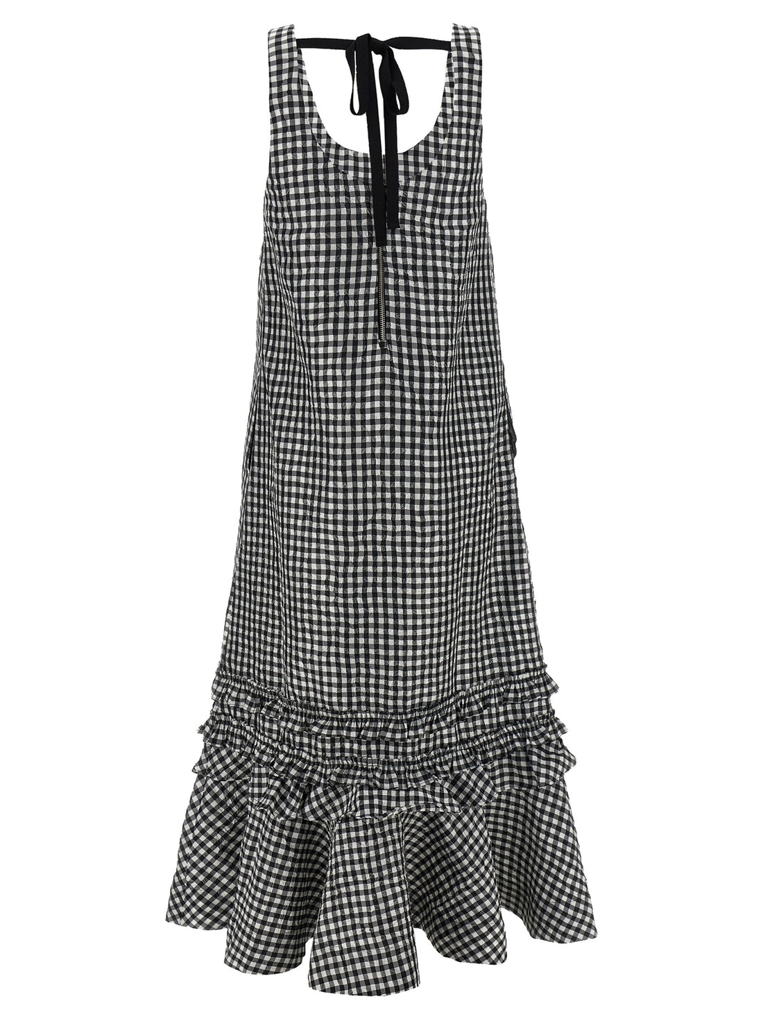 GANNI - 'Crinkled Check Long' dress