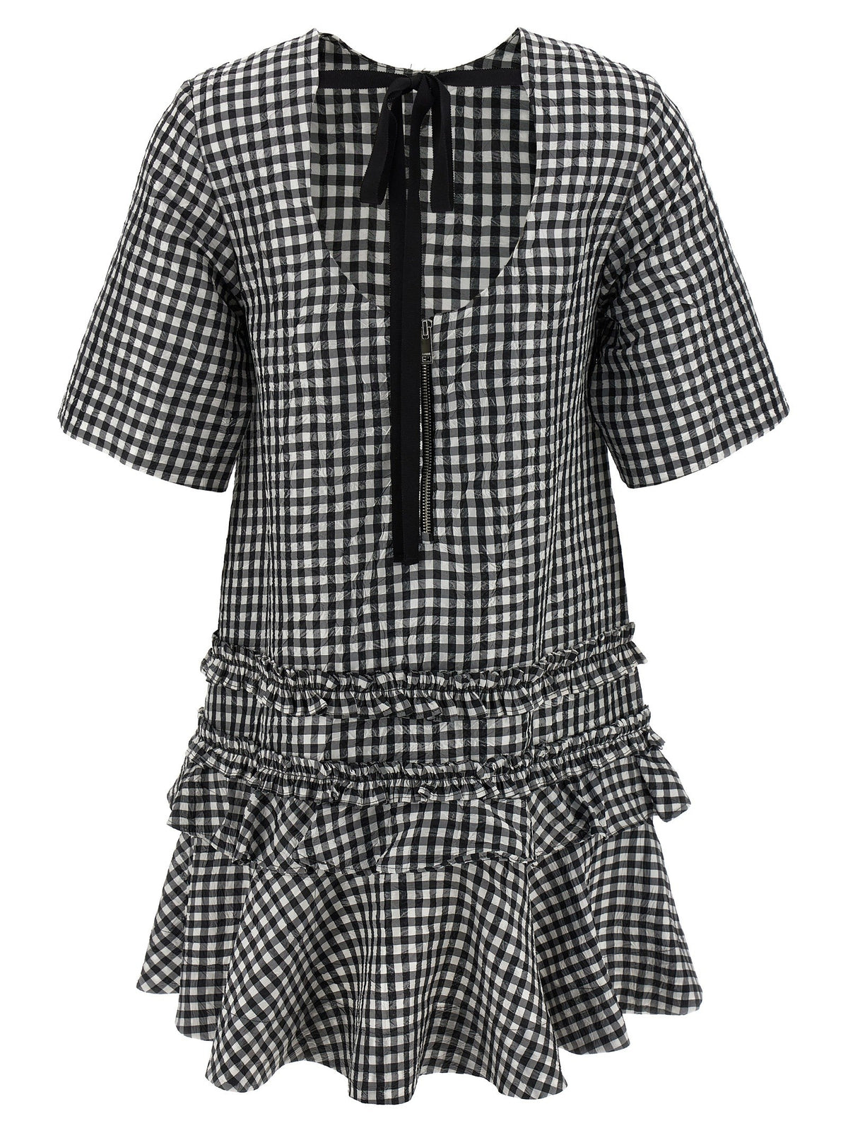 GANNI - 'Crinkled Check Mini' dress crinkled-check-mini-dress