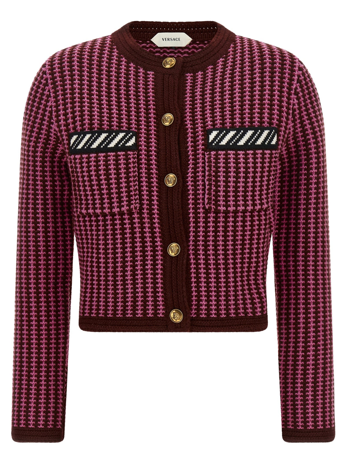 Versace - Crochet Wool Cardigan Pink 40 IT