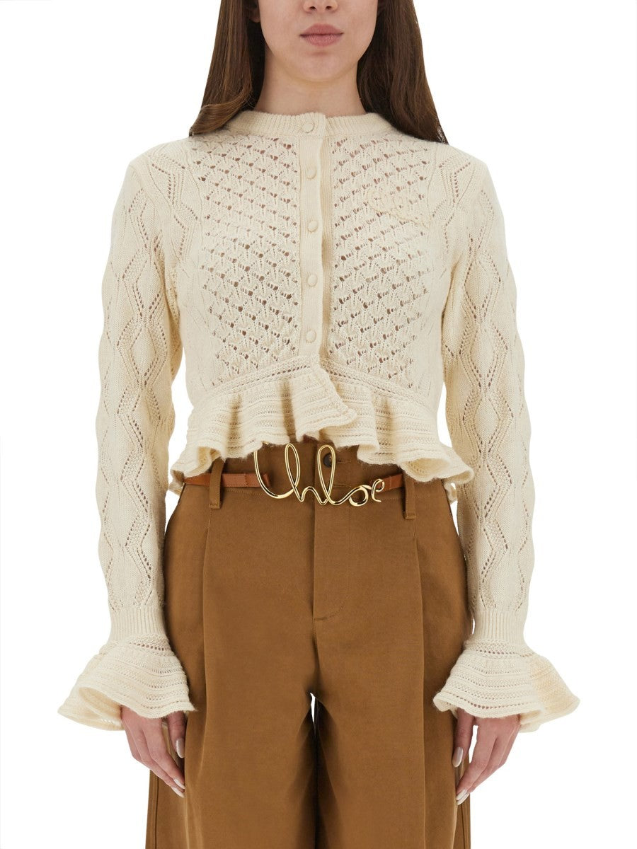 CHLOÉ - CROCHET KNIT CARDIGAN