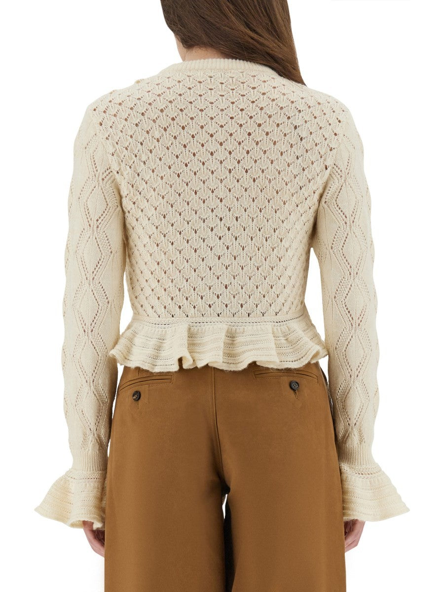 CHLOÉ - CROCHET KNIT CARDIGAN