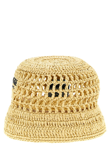 PRADA - Crochet logo bucket hat beige S