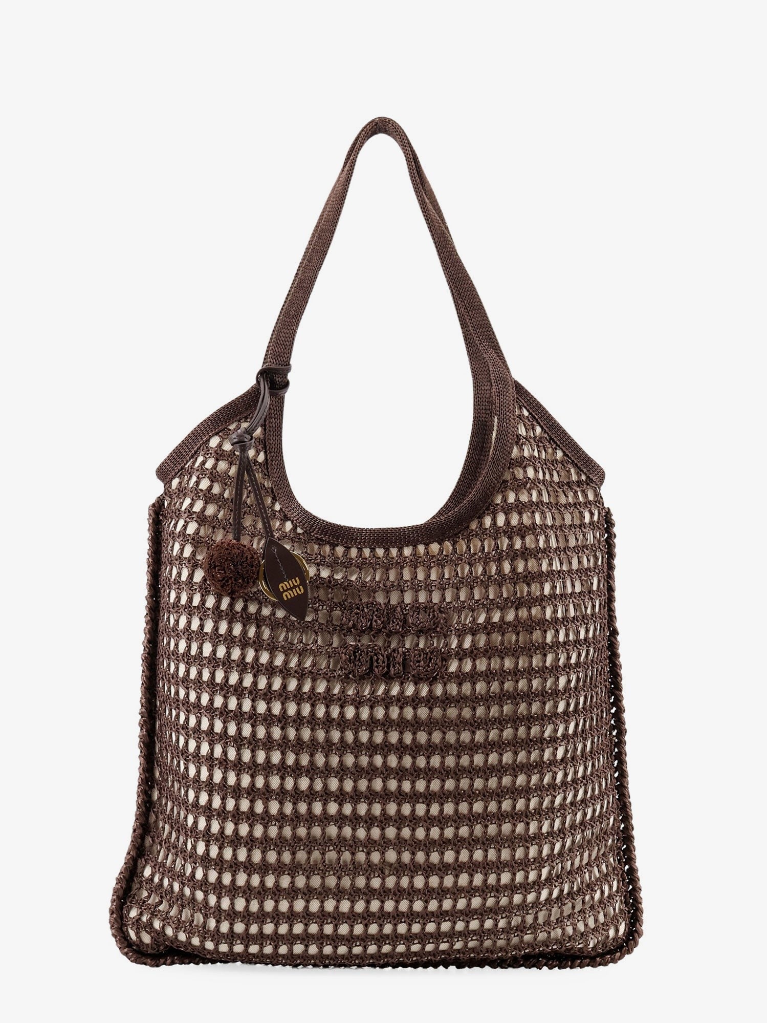 Miu Miu - Crochet mesh shopping bag with tone-on-tone logo on the front