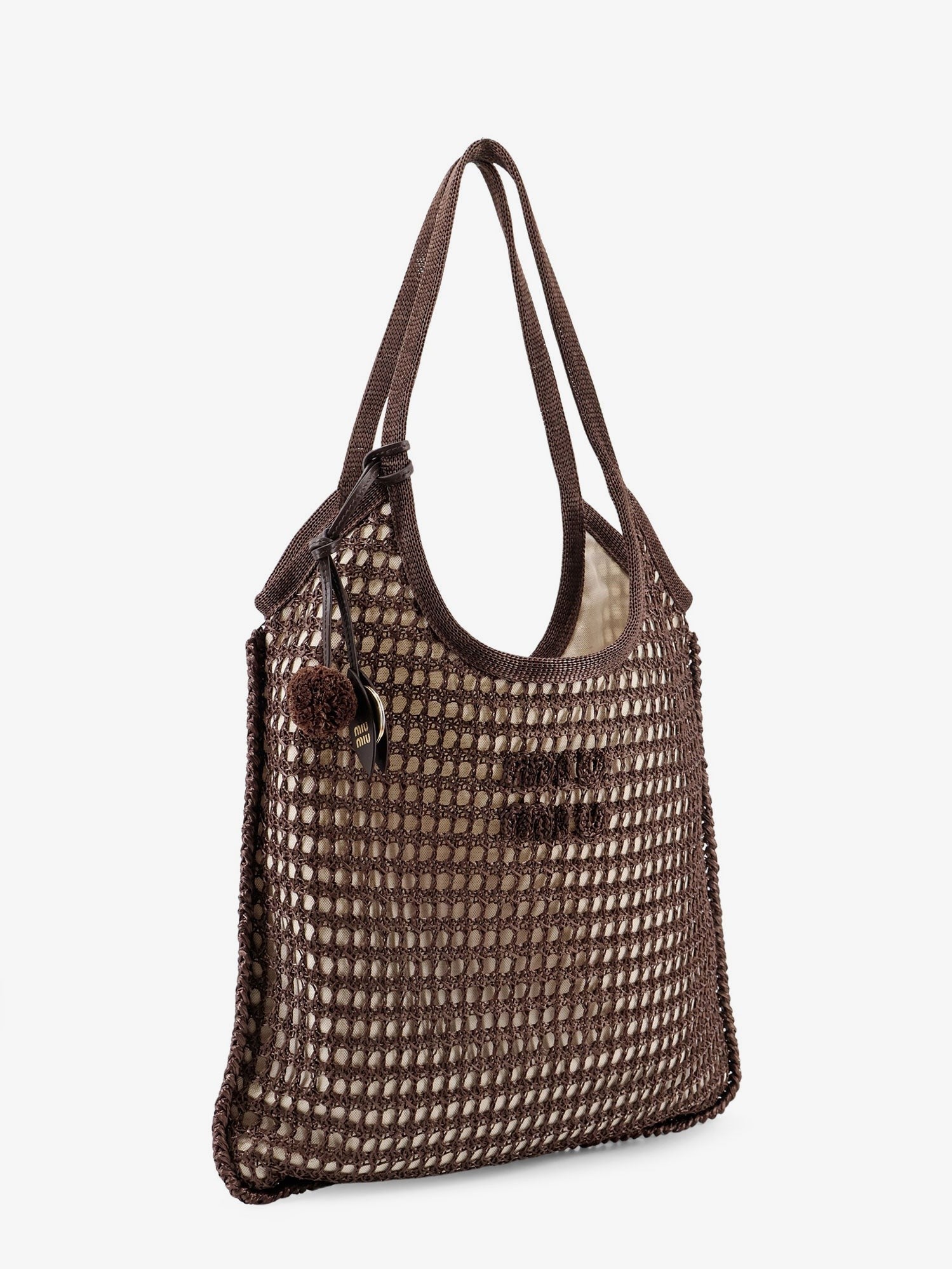 Miu Miu - Crochet mesh shopping bag with tone-on-tone logo on the front