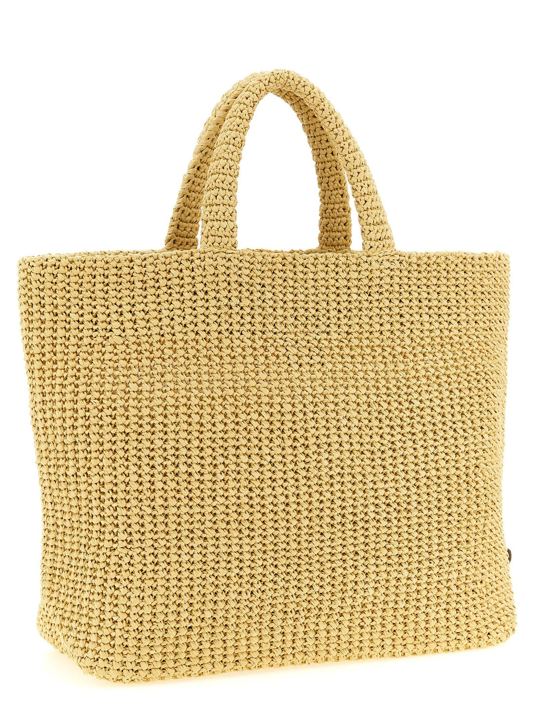 PRADA - Crochet raffia shopping bag beige U
