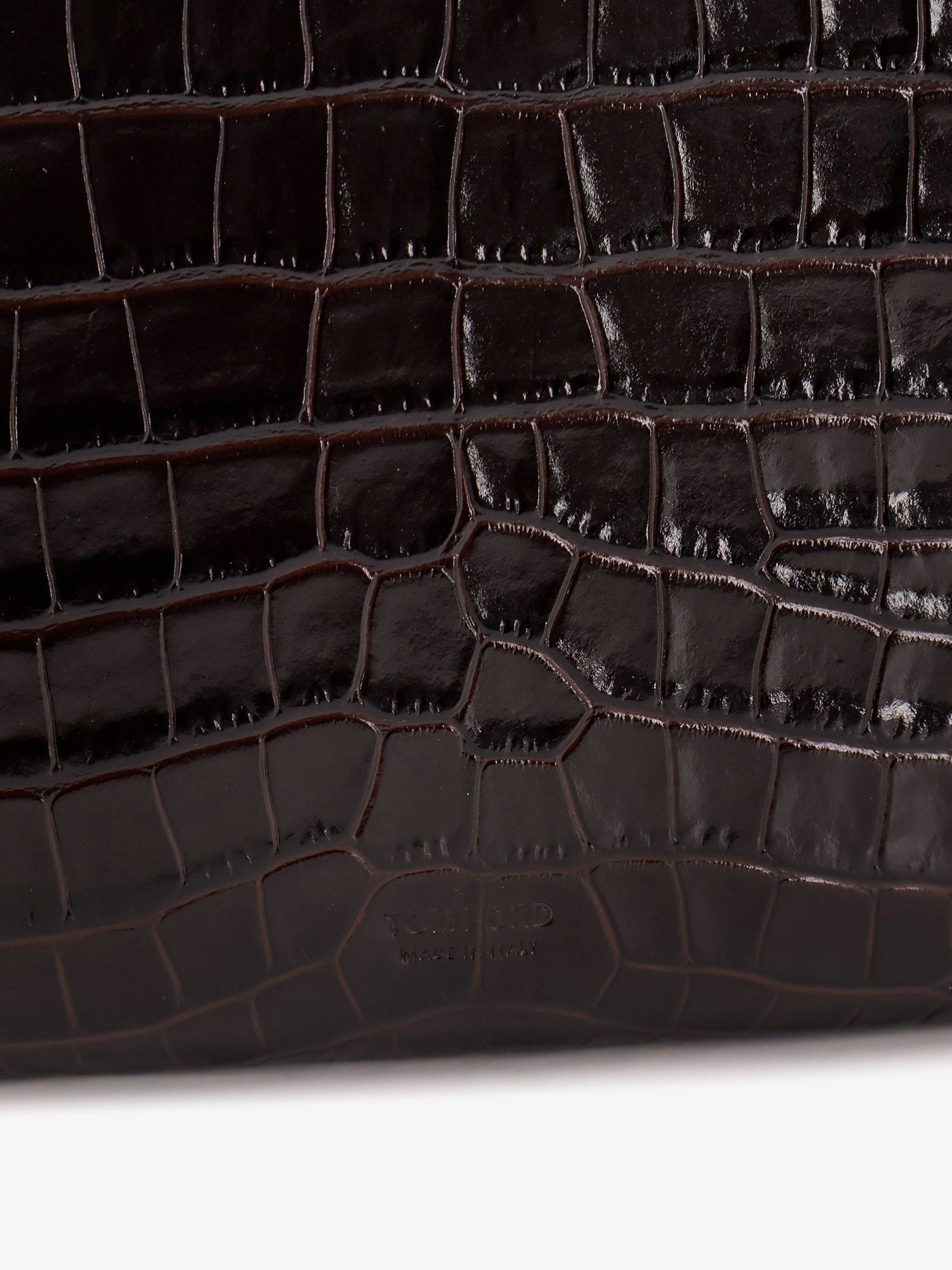 Crocodile-print leather clutch bag