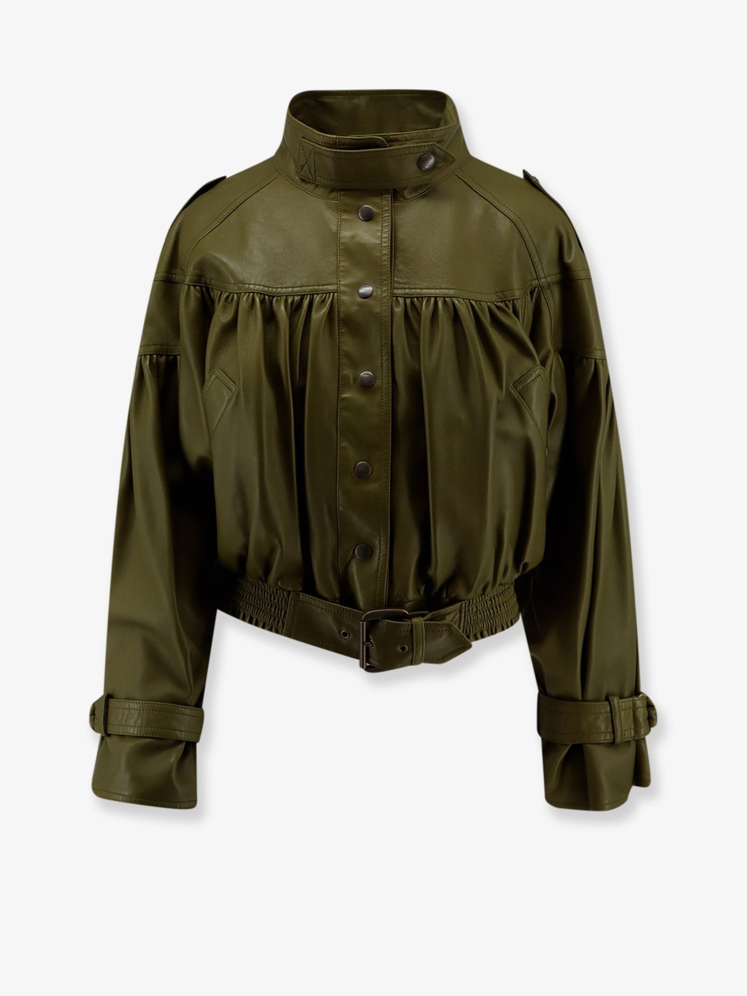 CHLOE' - Crop fit leather jacket crop-fit-leather-jacket_7da50812-f391-4e08-896f-d5f756c2ca0d