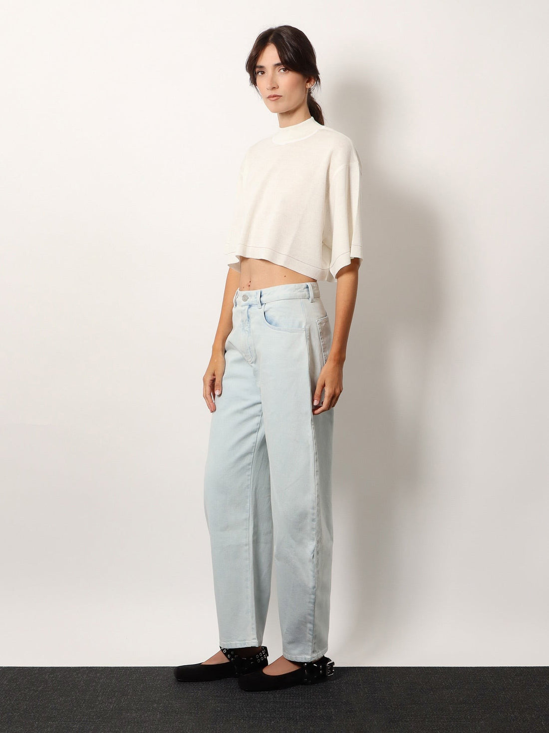 ALAIA - Cropped cotton blend top