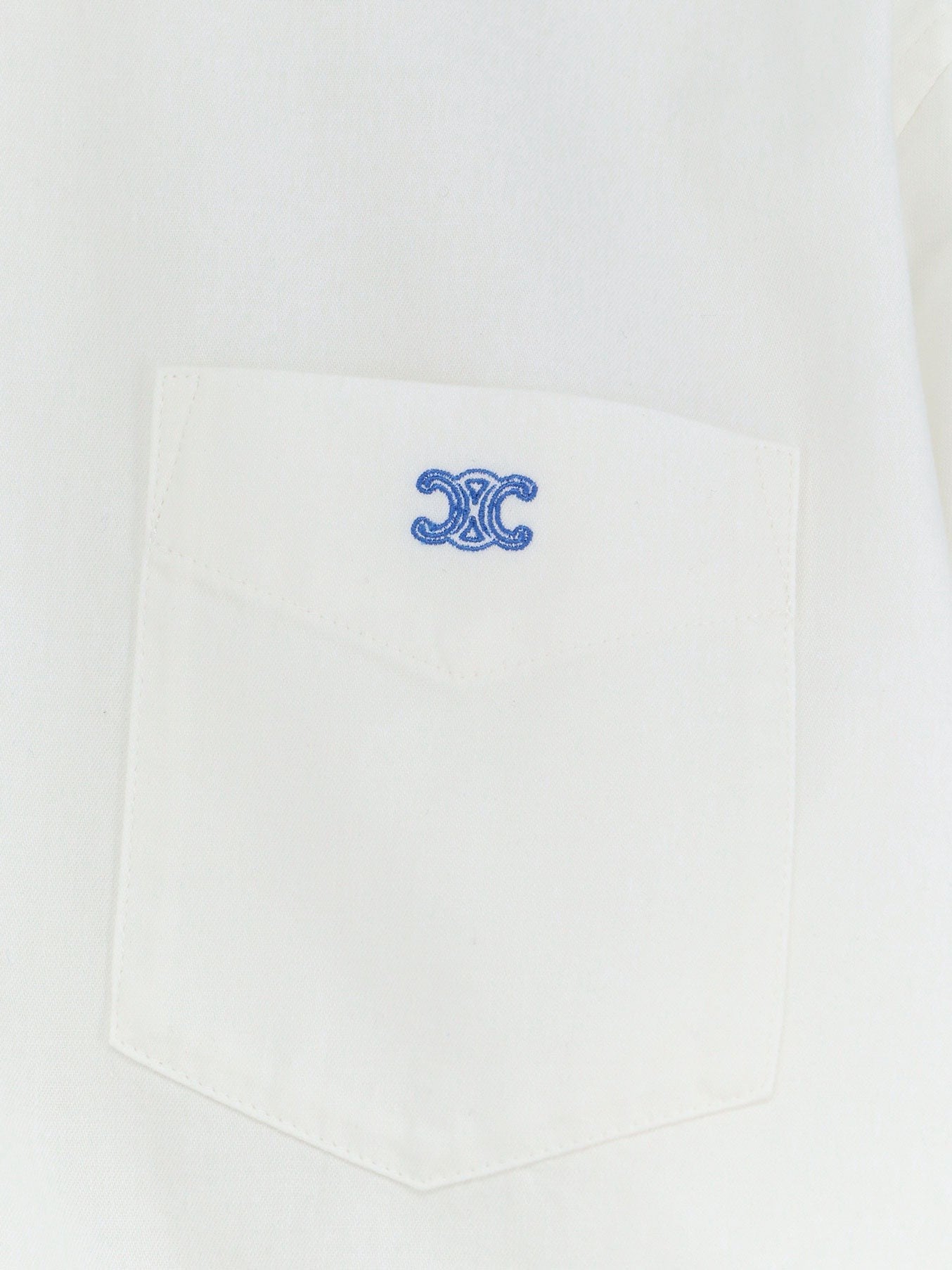 Celine - Cropped denim shirt with front embroidered logo