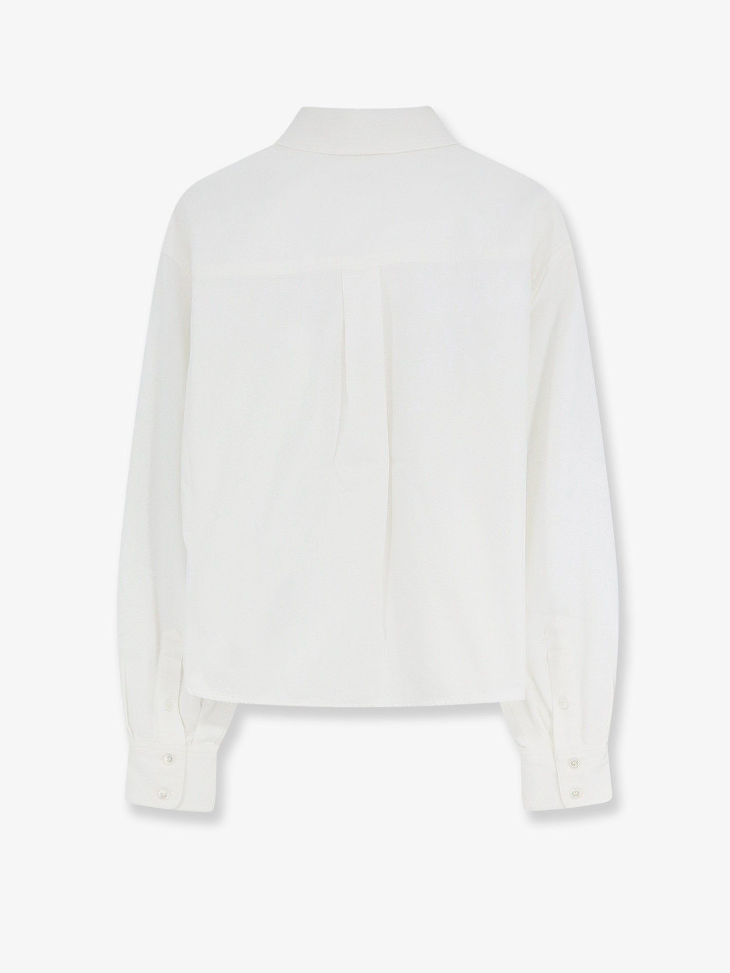 Celine - Cropped denim shirt with front embroidered logo