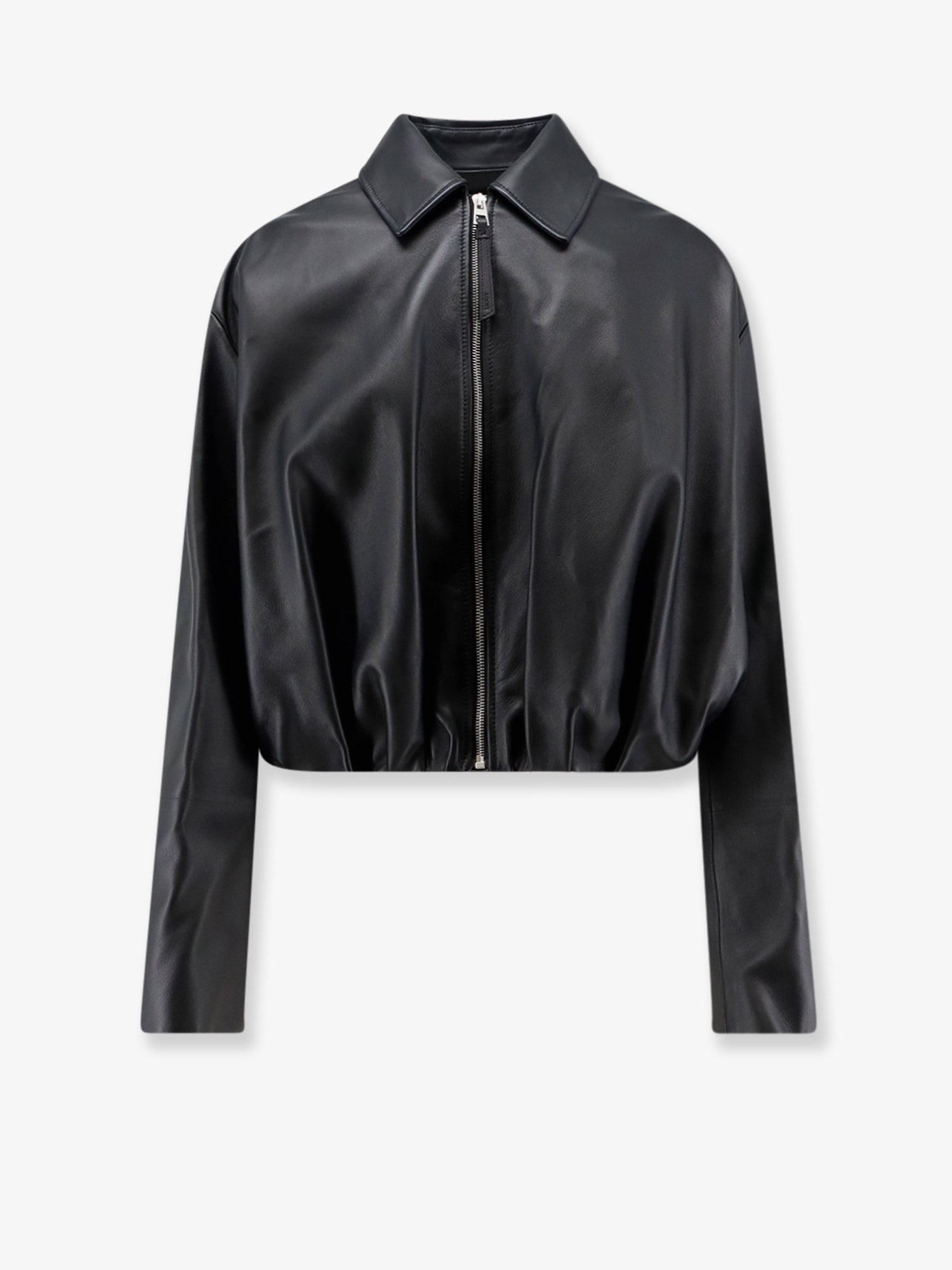 LOEWE - Cropped leather jacket with back logo patch cropped-leather-jacket-with-back-logo-patch