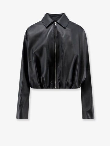 LOEWE - Cropped leather jacket with back logo patch cropped-leather-jacket-with-back-logo-patch