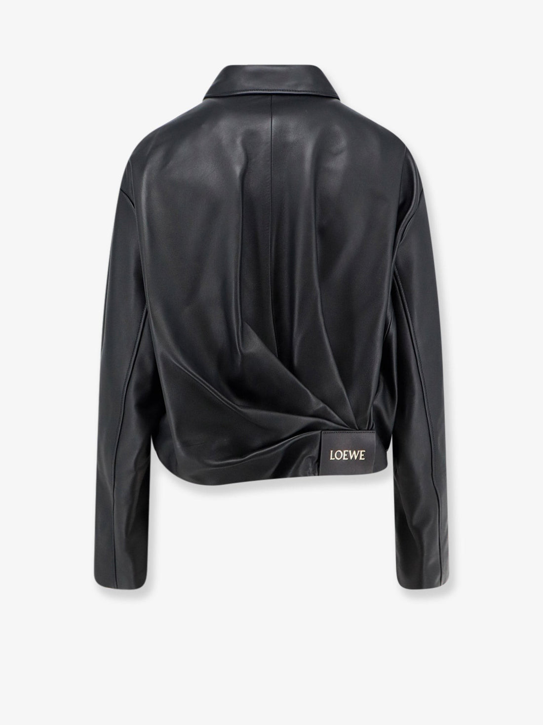LOEWE - Cropped leather jacket with back logo patch cropped-leather-jacket-with-back-logo-patch