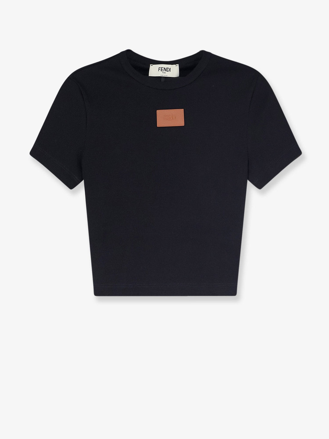 Fendi - Cropped stretch cotton t-shirt Black