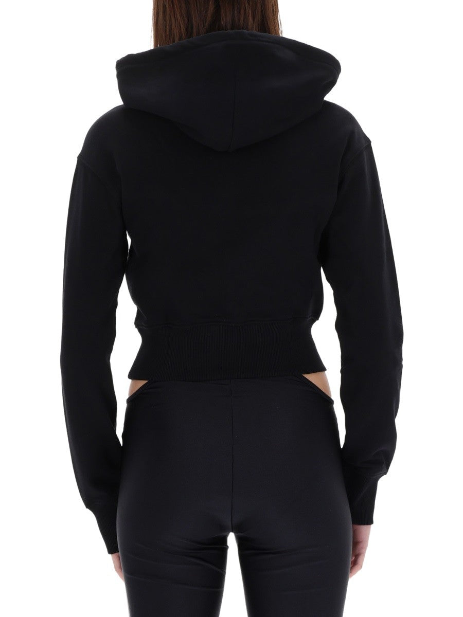 CROPPED SWEATSHIRT WITH "BAROQUE" LOGO PATCH