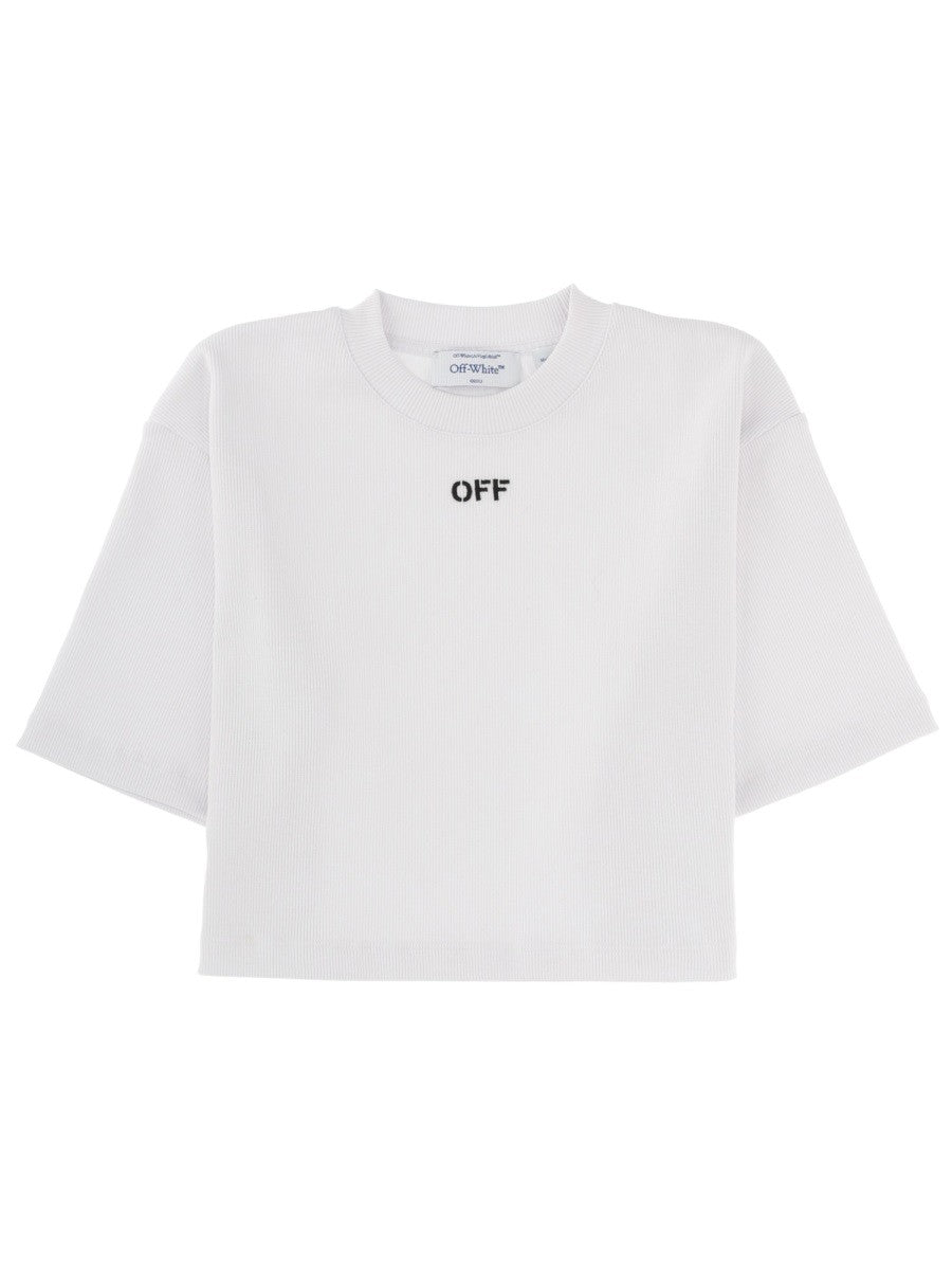 Off White - CROPPED T-SHIRT WITH LOGO cropped-t-shirt-with-logo_4d73b1c6-6e02-444b-90b7-aaf060dc9813