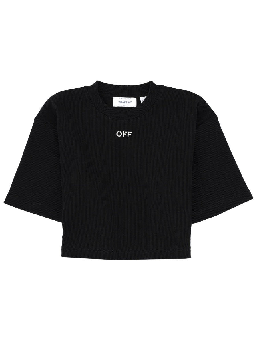 Off White - CROPPED T-SHIRT WITH LOGO cropped-t-shirt-with-logo_6afcfa80-de8b-43b8-bd54-db6fffafafd8