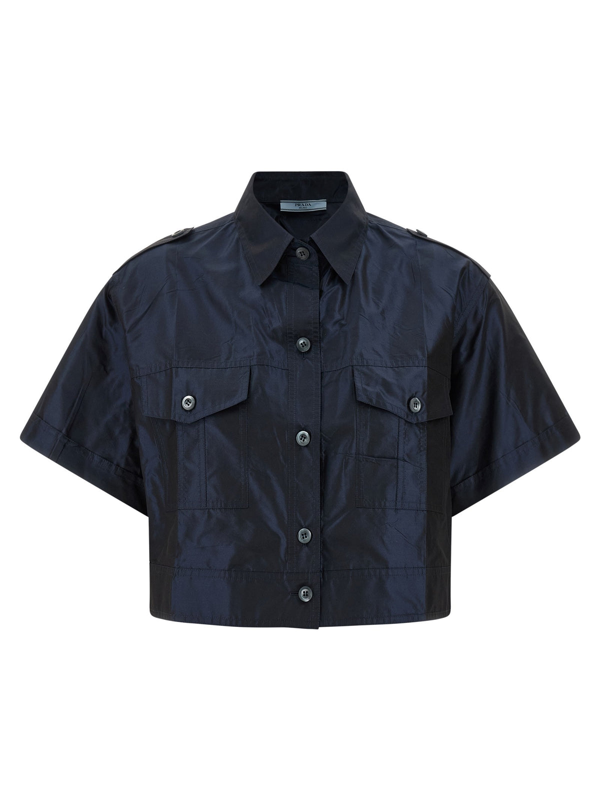 PRADA - Cropped taffeta shirt Blue