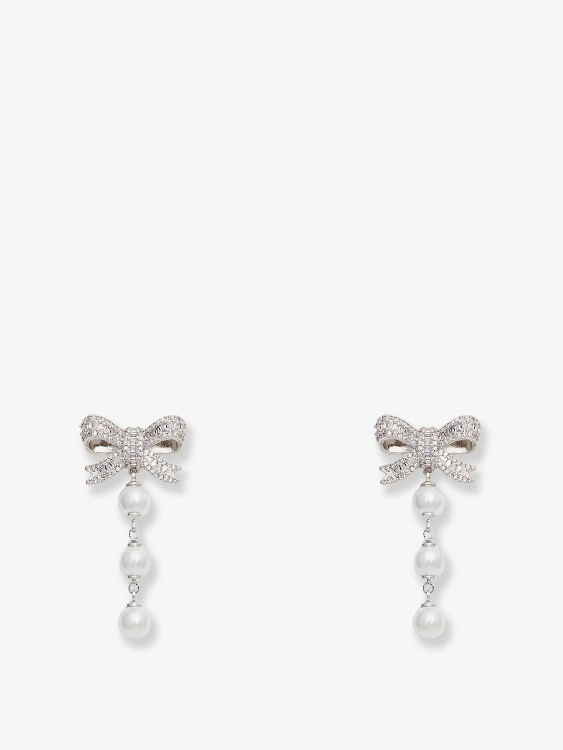 SELF PORTRAIT - Crystal Bow Pearl Droplet Earrings crystal-bow-pearl-droplet-earrings