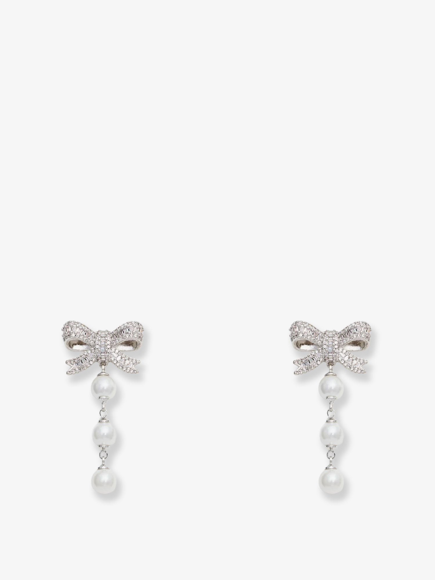SELF PORTRAIT SELF PORTRAIT - Crystal Bow Pearl Droplet Earrings
