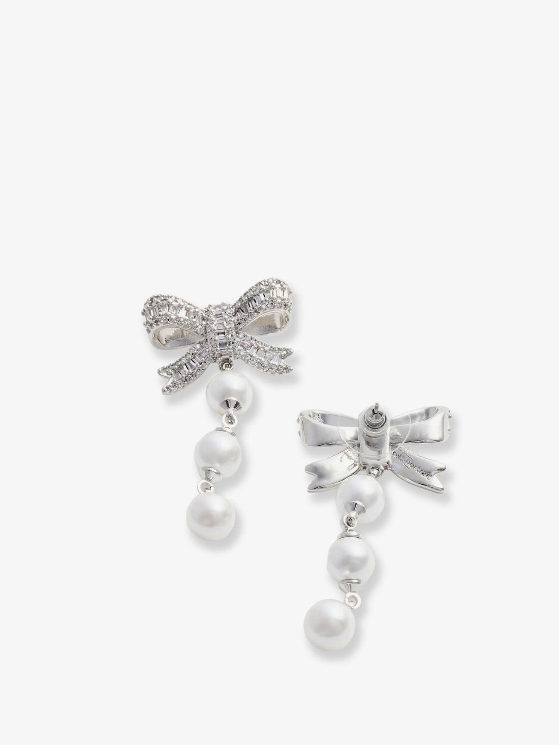 SELF PORTRAIT - Crystal Bow Pearl Droplet Earrings crystal-bow-pearl-droplet-earrings