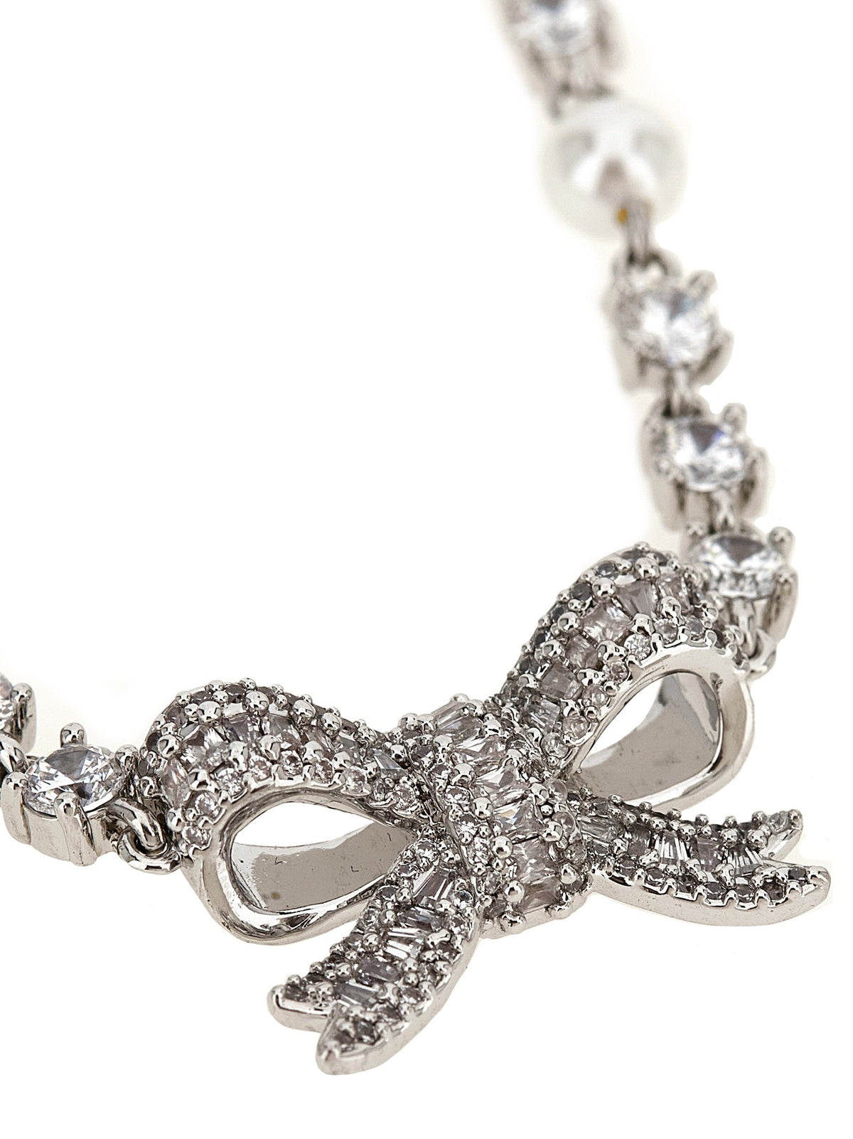 SELF PORTRAIT - 'Crystal Pearl Bow' necklace