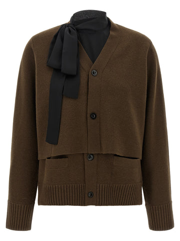 SACAI - Cut-out Wool Cardigan Brown
