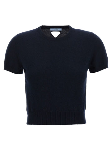 PRADA - Cut-out logo sweater Blue