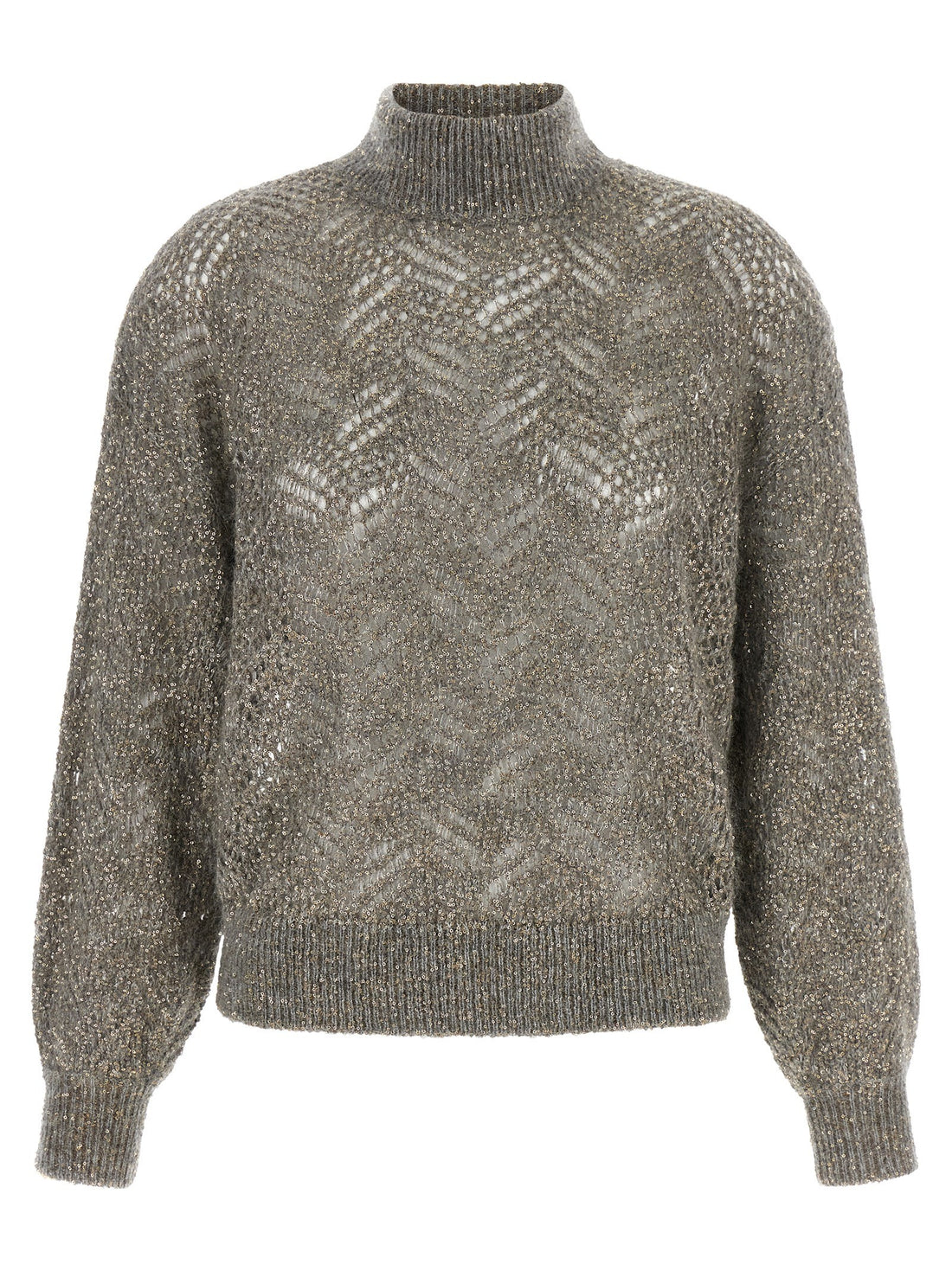 Brunello Cucinelli - 'Dazzling Abstract Leaf' sweater gray